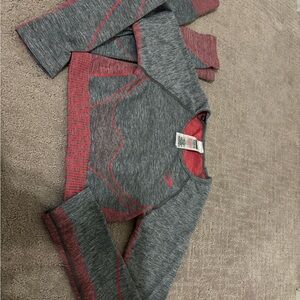 Gray and Pink Long Sleeve Athletic Top